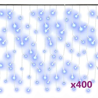 Lichtgordijn met 400 LED&amp;apos;s en 8 functies 10 m blauw 2