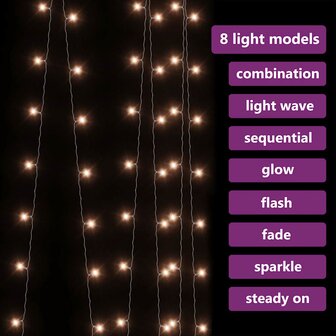 Lichtgordijn met 300 LED&amp;apos;s en 8 functies 3x3 m warmwit 5