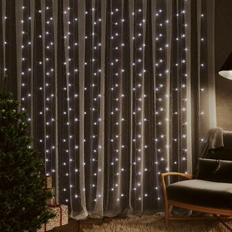 Lichtgordijn met 300 LED&amp;apos;s en 8 functies 3x3 m koudwit 1