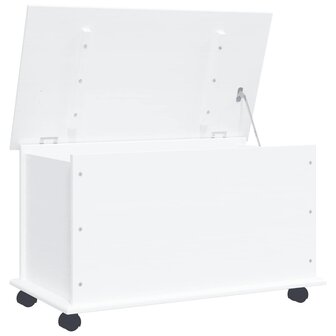 Opbergkist met wielen ALTA 73x39,5x43 cm massief grenenhout wit 2