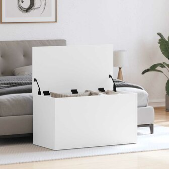 Opbergkist 84x42x46 cm bewerkt hout wit 1