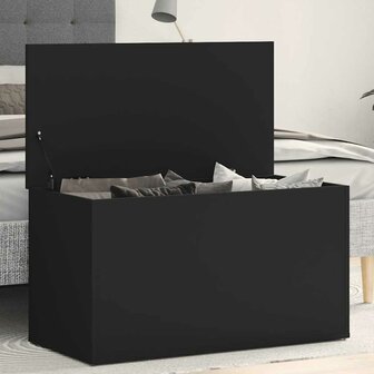 Opbergkist 84x42x46 cm bewerkt hout zwart 1