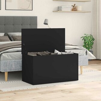 Opbergkist 84x42x46 cm bewerkt hout zwart 3