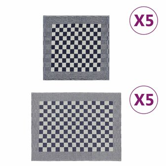 10-delige Keukendoekenset katoen blauw en wit 1