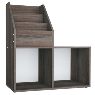 Kindertijdschriftenrek 71x30x78,5 cm hout grijs en eikenkleur 2