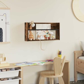 Tijdschriftenrek Gerookt eiken 60 x 12 x 30 cm Bewerkt hout 4