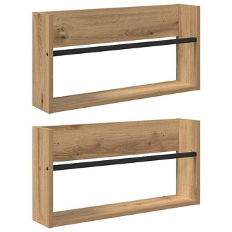 Tijdschriftenrek met plank 2 pcs Artisan Eiken 60 x 12 x 30 cm 2
