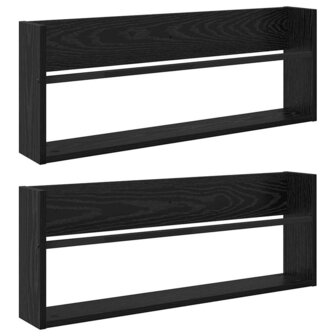 Tijdschriftenrek 2 pcs Zwart Eiken 80 x 12 x 30 cm Bewerkt hout 2