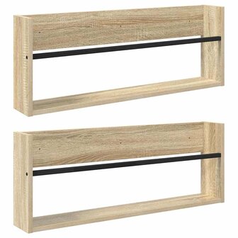 Tijdschriftenrek 2 pcs Sonoma Eiken 80 x 12 x 30 cm Bewerkt hout 2
