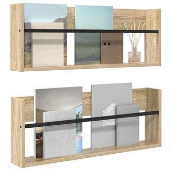 Tijdschriftenrek 2 pcs Sonoma Eiken 80 x 12 x 30 cm Bewerkt hout 3