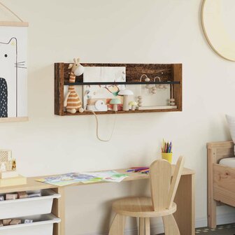 Tijdschriftenrek met plank Oudhout 80 x 12 x 30 cm Bewerkt hout 4