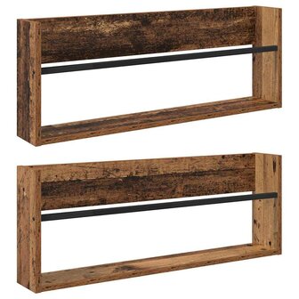 Tijdschriftenrek 2 pcs Oudhout 80 x 12 x 30 cm Bewerkt hout 2