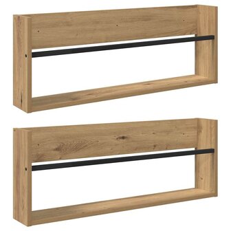 Tijdschriftenrek met plank 2 pcs Artisan Eiken 80 x 12 x 30 cm 2