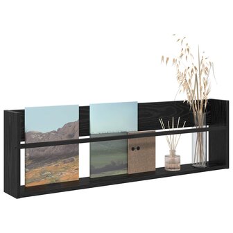 Tijdschriftenrek Zwart Eiken 100 x 12 x 30 cm Bewerkt hout 3
