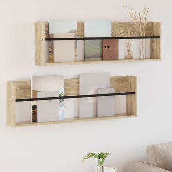 Tijdschriftenrek met plank 2 pcs Sonoma Eiken 100 x 12 x 30 cm 1