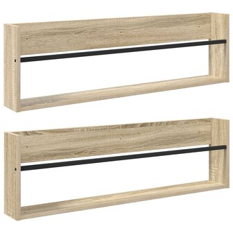 Tijdschriftenrek met plank 2 pcs Sonoma Eiken 100 x 12 x 30 cm 2