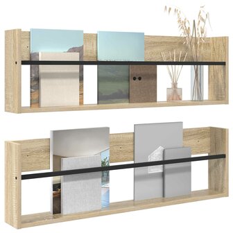Tijdschriftenrek met plank 2 pcs Sonoma Eiken 100 x 12 x 30 cm 3