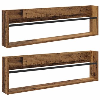 Tijdschriftenrek 2 pcs Oudhout 100 x 12 x 30 cm Bewerkt hout 2
