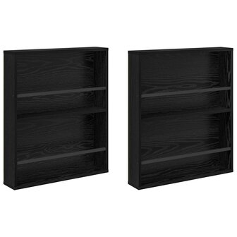 Tijdschriftenrek 2 pcs Zwart Eiken 60 x 12 x 70 cm Bewerkt hout 2