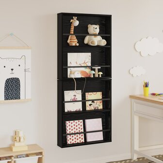 Tijdschriftenrek 2 pcs Zwart Eiken 60 x 12 x 70 cm Bewerkt hout 4