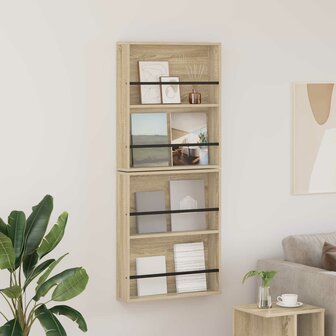 Tijdschriftenrek 2 pcs Sonoma Eiken 60 x 12 x 70 cm Bewerkt hout 1