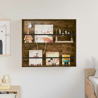 Tijdschriftenrek Gerookt eiken 80 x 12 x 70 cm Bewerkt hout 4
