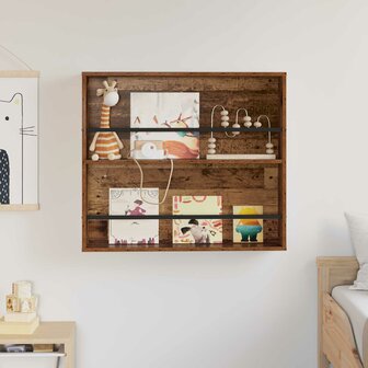 Tijdschriftenrek met plank Oudhout 80 x 12 x 70 cm Bewerkt hout 4