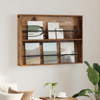 Tijdschriftenrek met plank Oudhout 100 x 12 x 70 cm Bewerkt hout 1