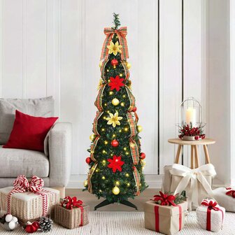Kunstkerstboom met 100 LED met standaard Groen 155 cm PVC 1