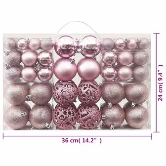 100-delige Kerstballenset roze 6