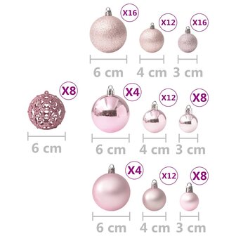 100-delige Kerstballenset roze 9