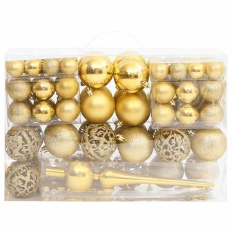 111-delige Kerstballenset polystyreen goudkleurig 2