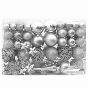 111-delige Kerstballenset polystyreen zilverkleurig 2