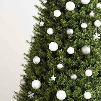 111-delige Kerstballenset polystyreen wit en grijs 3