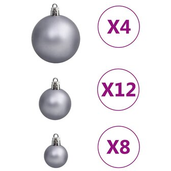 111-delige Kerstballenset polystyreen wit en grijs 7