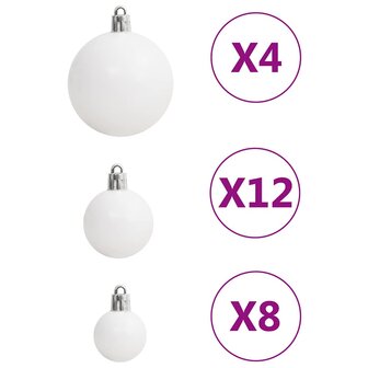 111-delige Kerstballenset polystyreen wit en grijs 8