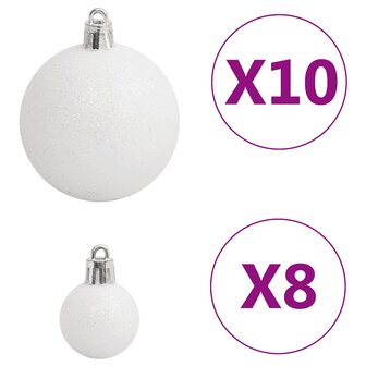 111-delige Kerstballenset polystyreen wit en grijs 9