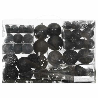 111-delige Kerstballenset polystyreen zwart 2