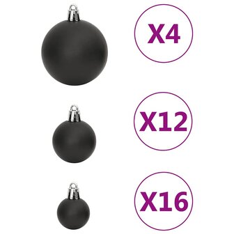 111-delige Kerstballenset polystyreen zwart 5