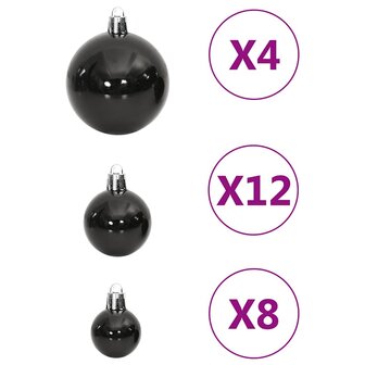 111-delige Kerstballenset polystyreen zwart 6