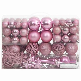111-delige Kerstballenset polystyreen roze 1