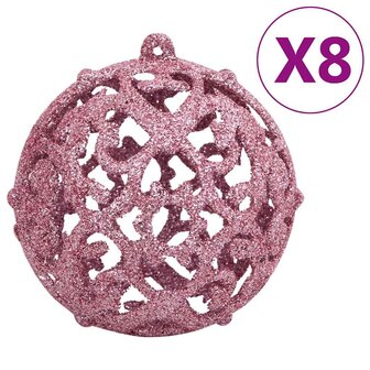 111-delige Kerstballenset polystyreen roze 3