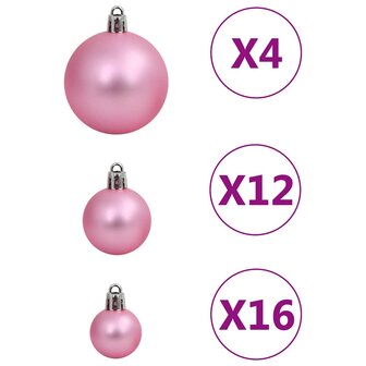111-delige Kerstballenset polystyreen roze 4
