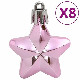 111-delige Kerstballenset polystyreen roze 7