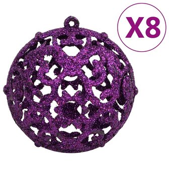 111-delige Kerstballenset polystyreen paars 4