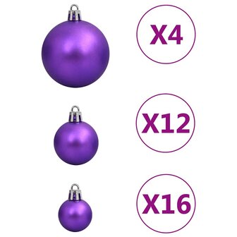 111-delige Kerstballenset polystyreen paars 5