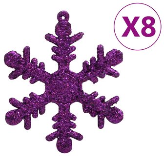 111-delige Kerstballenset polystyreen paars 9