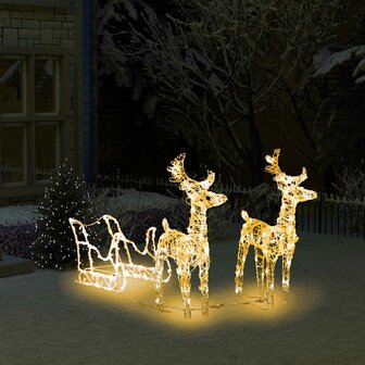 Kerstversiering rendieren en slee 160 LED&amp;apos;s 130 cm acryl 1
