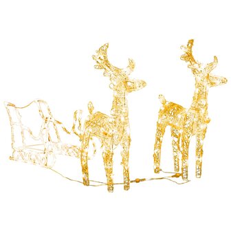 Kerstversiering rendieren en slee 160 LED&amp;apos;s 130 cm acryl 3