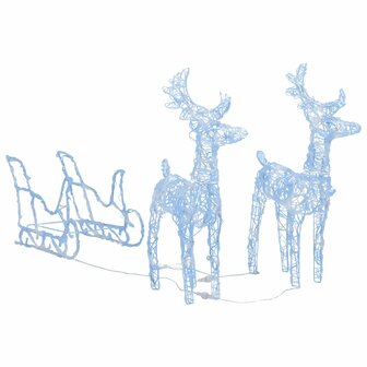 Kerstversiering rendieren en slee 160 LED&amp;apos;s 130 cm acryl 2